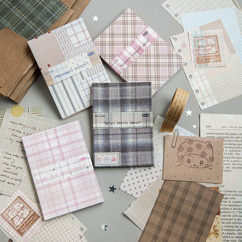 Photography Journal - 50pcs Creative Plaid Decor Scrapbook Vintage