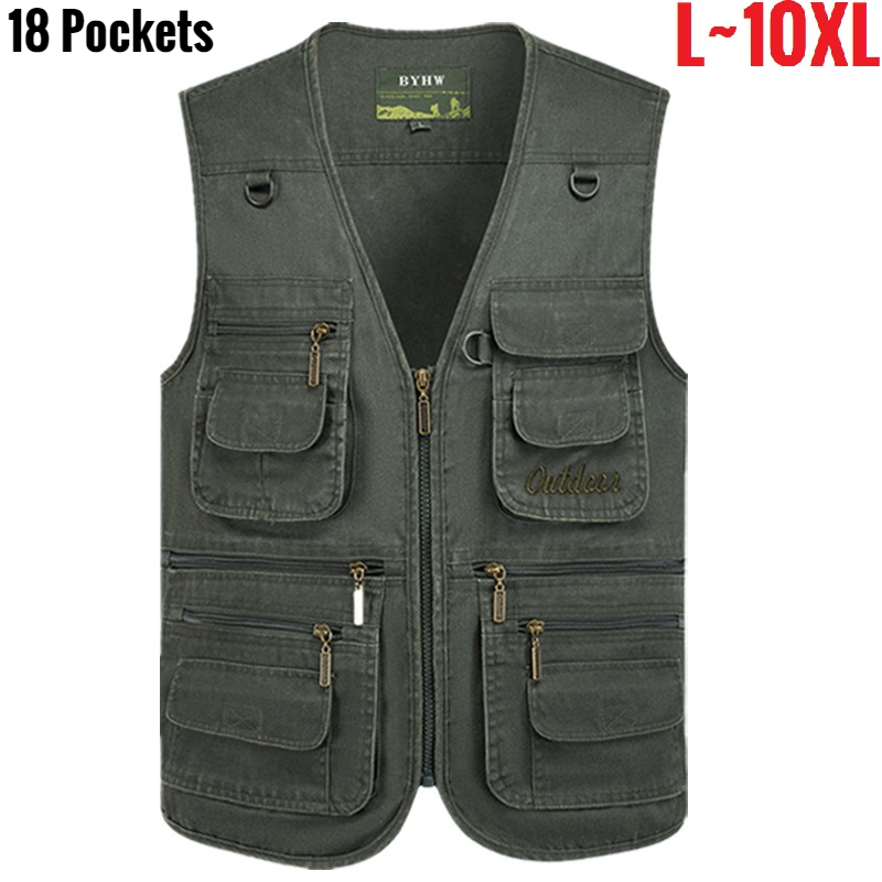 Photography Vest - Multi Pocket Men's Vest Zipper Sleeveless