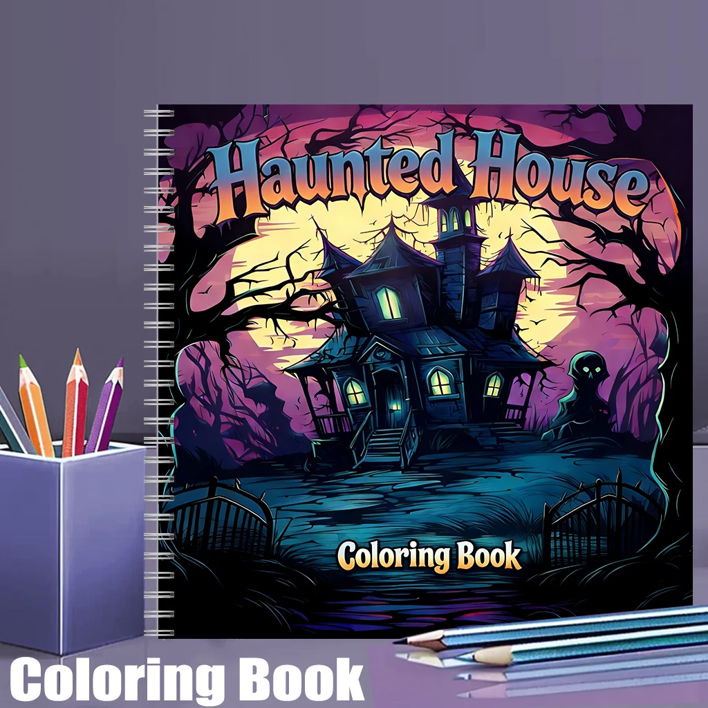 Photography Of Book - Haunted House Coloring Book for Adults,