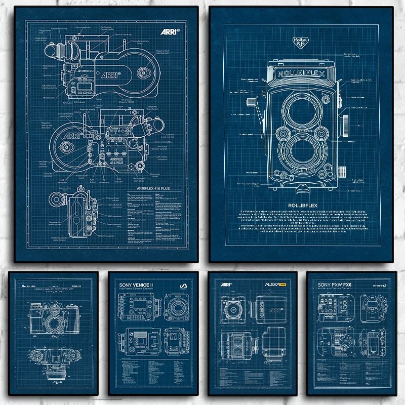 Photography And Videography - Vintage Leica Camera Blueprint Poster Photography