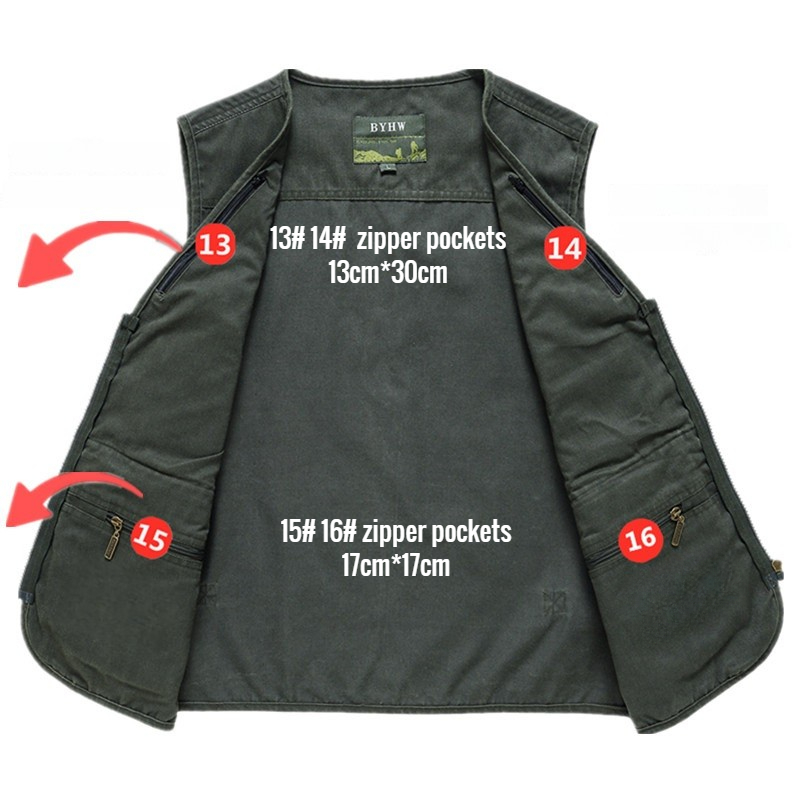 Multi Pocket Men's Vest Zipper - Photography Vest review and price