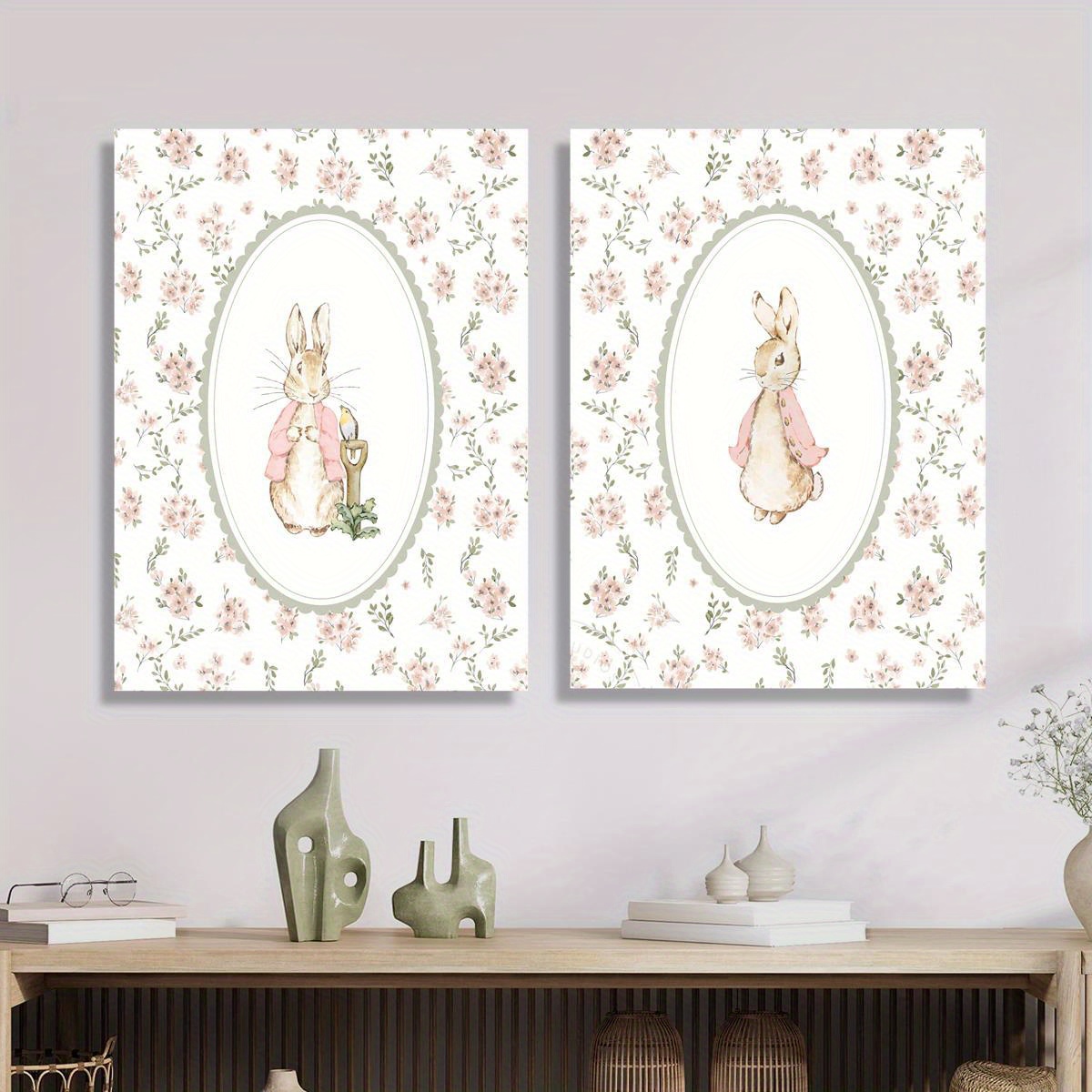 2pcs Retro Easter Rabbit Canva - Photography Design review and price
